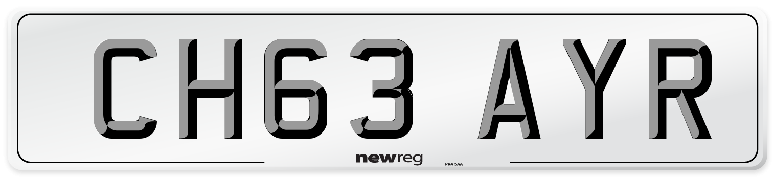 CH63 AYR Number Plate from New Reg